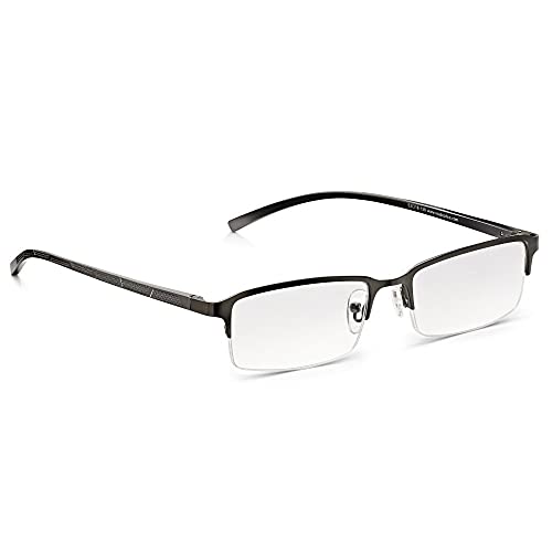 Read Optics Gafas Lentes de Lectura Hombre Vista Cansada: Gris Opaco Metalizado, Media Montura y Bisagras de Resorte. Transparentes con Antireflejos y Resistentes. Dioptrías +1/+1,5/+2/+2,5/+3/+3,5