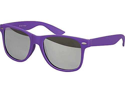 Balinco Gafas de sol UV400 CAT 3 CE de goma - con bisagra de muelle para hombres y mujeres (púrpura - plata espejada)