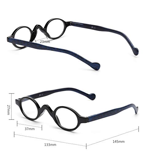 JM 3 Paquete Pequeño Ovalado Gafas de Lectura Vintage Bisagras de Resorte Anteojos Para Lectores Mujer+1.5 Negro&Rojo&Carey