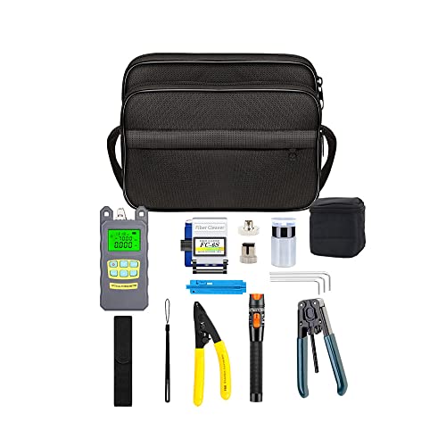 DAXGD Kit Fibra óptica, FTTH Kit de herramientas con FC-6S Cortadora fibra optica, Medidor de energía óptica y Visual Localizador de averías 5 km Wire stripper