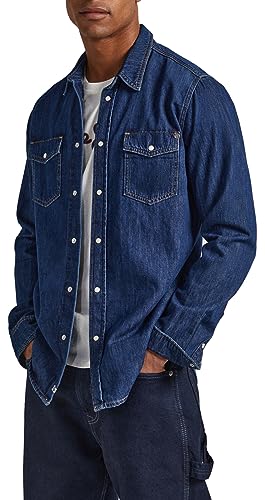 Pepe Jeans Hammond Shirt, Azul (Denim-XV9), L para Hombre