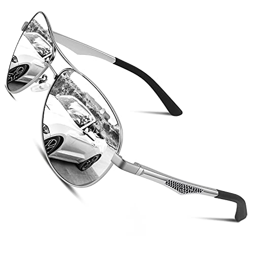 CGID GA61 Prima de aleación Al-Mg Pilot gafas de sol polarizadas UV400, bisagras de resorte duplicadas completas gafas de sol para Hombres Mujeres