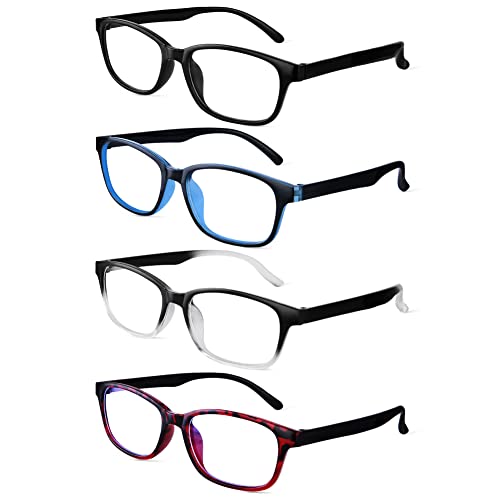 ACWOO Gafas Luz Azul, 4 Pack Gafas De Bloqueo De Luz Azul, Ojos Antifatiga Gafas para Ordenador, Lentes Transparentes Unisex Para Hombres Mujeres, Gafas de Presbicia, Gafas Antirreflejo