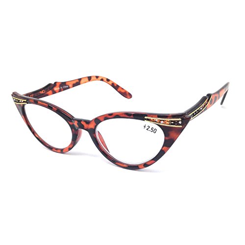 Dawnzen® Mujer Gafas de Lectura Gafas de Gato Montura, 50's Montura Ojo De Gato Lente +2.50 Dioptrías Vintage gafas para Presbicia Vista Cansada