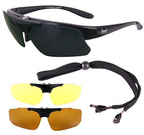 Rapid Eyewear Negro GAFAS DE SOL POLARIZADAS DE PESCA: RX CLIP OPTICO para lentes graduadas. UV400. Para hombre y mujer. Gafas correctoras de ojos para los pescador. Lentes intercambiables
