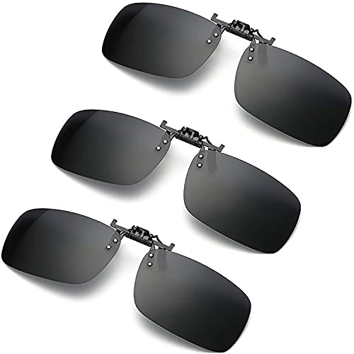 Yogo Vision Lentes de sol con clip para hombres y mujeres, lentes graduados fáciles de abrir (paquete de 3), Humo, 59-14-130