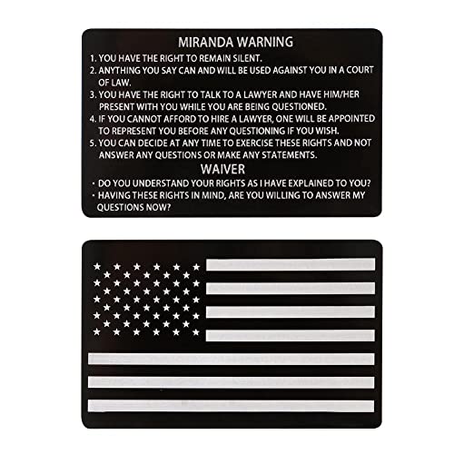 Tarjeta Miranda con bandera rota, tarjeta de advertencia Miranda, tarjeta de prueba de sobriedad de campo estándar, tarjetas de prueba negras de metal de la guerra Miranda, pistas