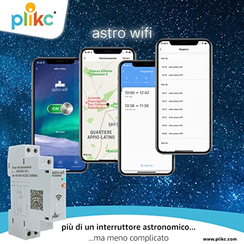 Interruptor horario astronómico - Diario/semanal - multifunción WiFi 48-230Vac - plikc Astro WiFi Gris